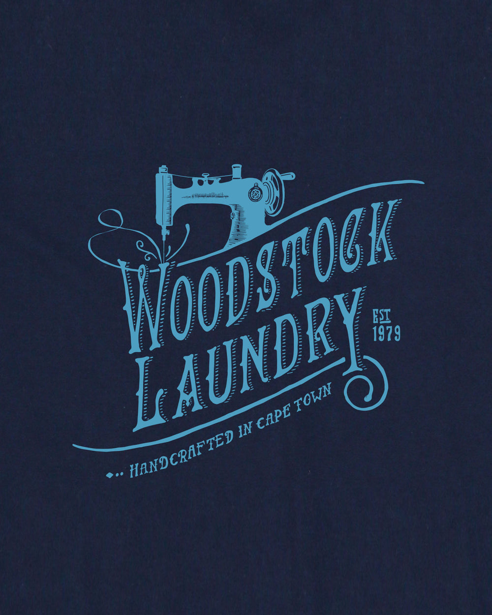 Mens T-Shirt Navy with Blue Logo Artwork - Woodstock Laundry SA