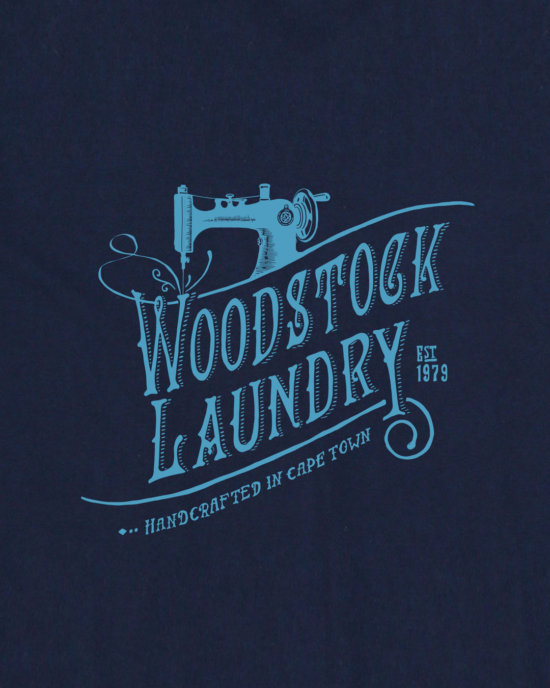 Mens T-Shirt Navy with Blue Logo Artwork - Woodstock Laundry SA