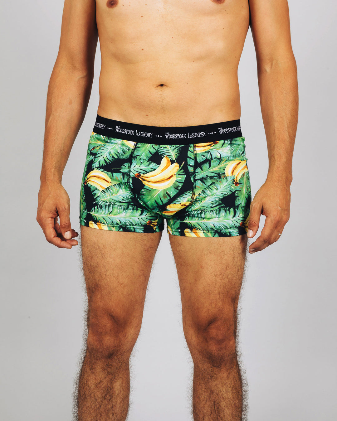 Mens Boxer Briefs Bananas On Leaves Front - Woodstock Laundry