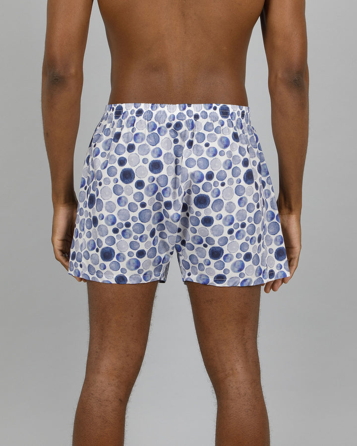 Mens Boxer Shorts Blue Dots Back - Woodstock Laundry