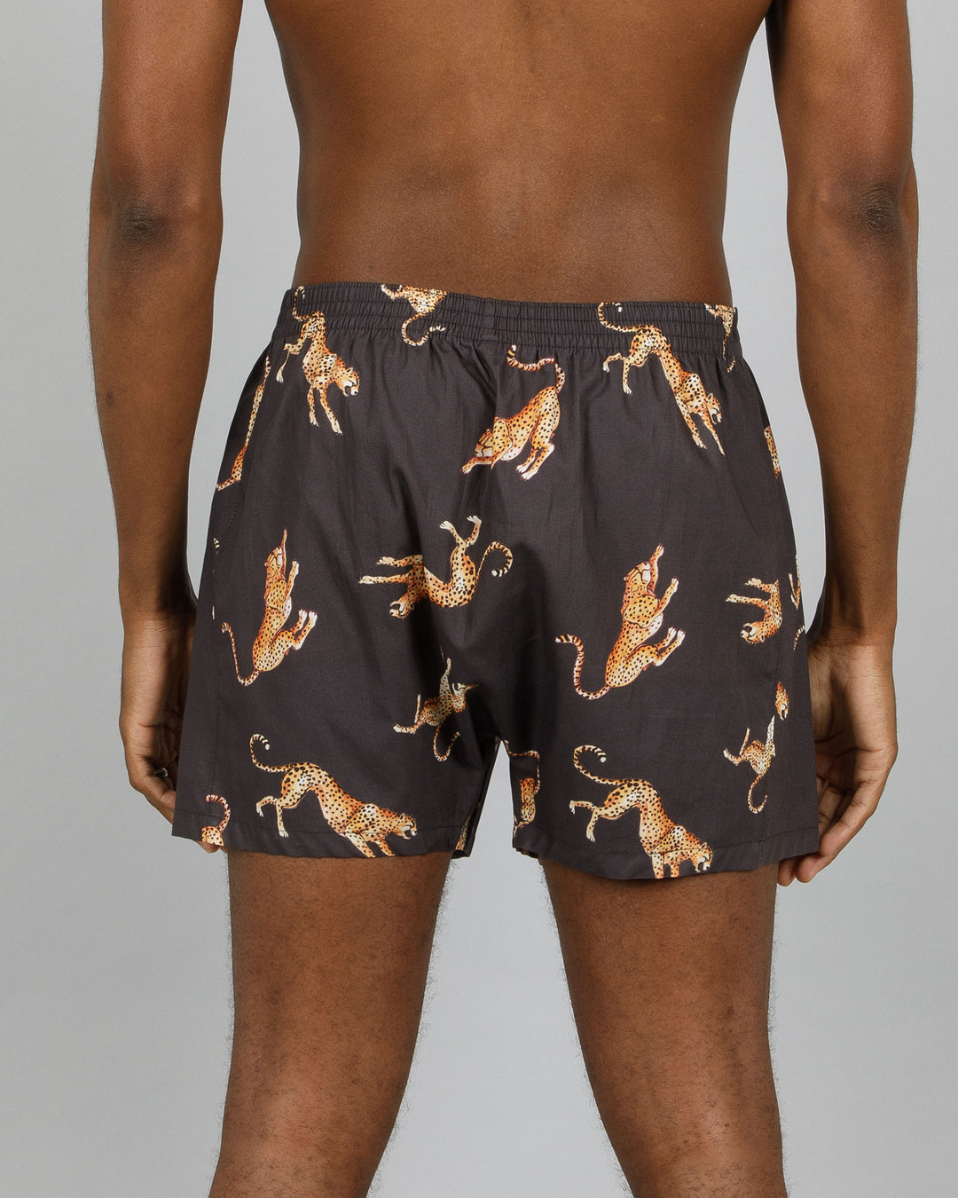 Mens Boxer Shorts Jumping Cheetahs Back - Woodstock Laundry