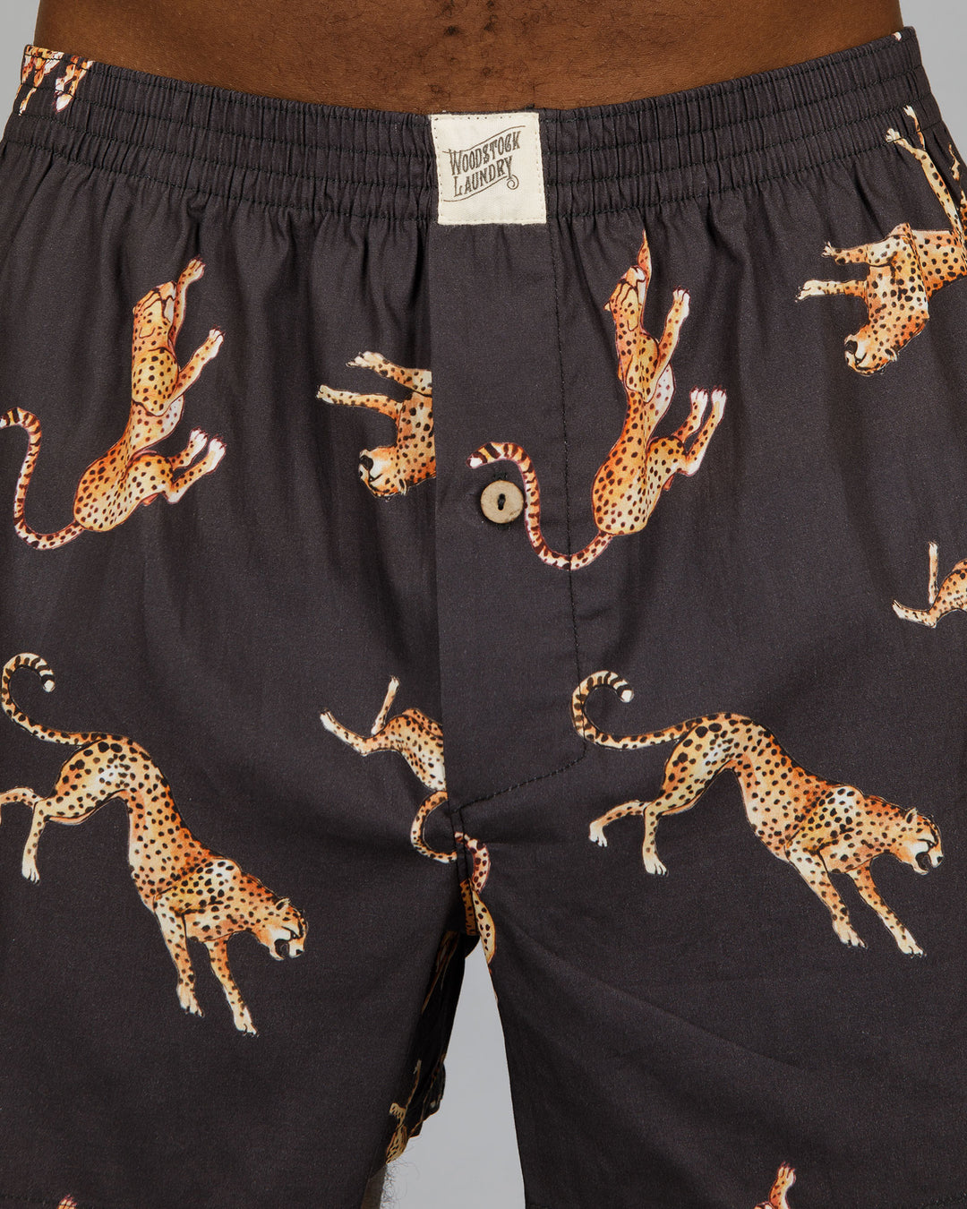 Mens Boxer Shorts Jumping Cheetahs Close - Woodstock Laundry