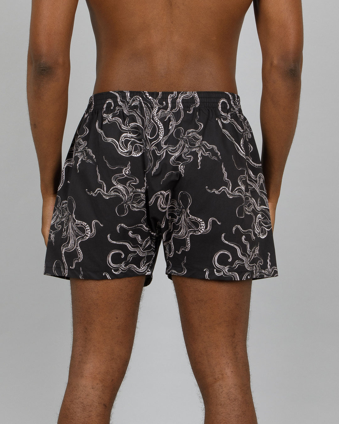 Mens Boxer Shorts Octopus Black Back - Woodstock Laundry