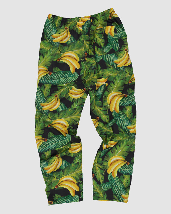 Mens Lounge Pants Bananas On Leaves Back - Woodstock Laundry