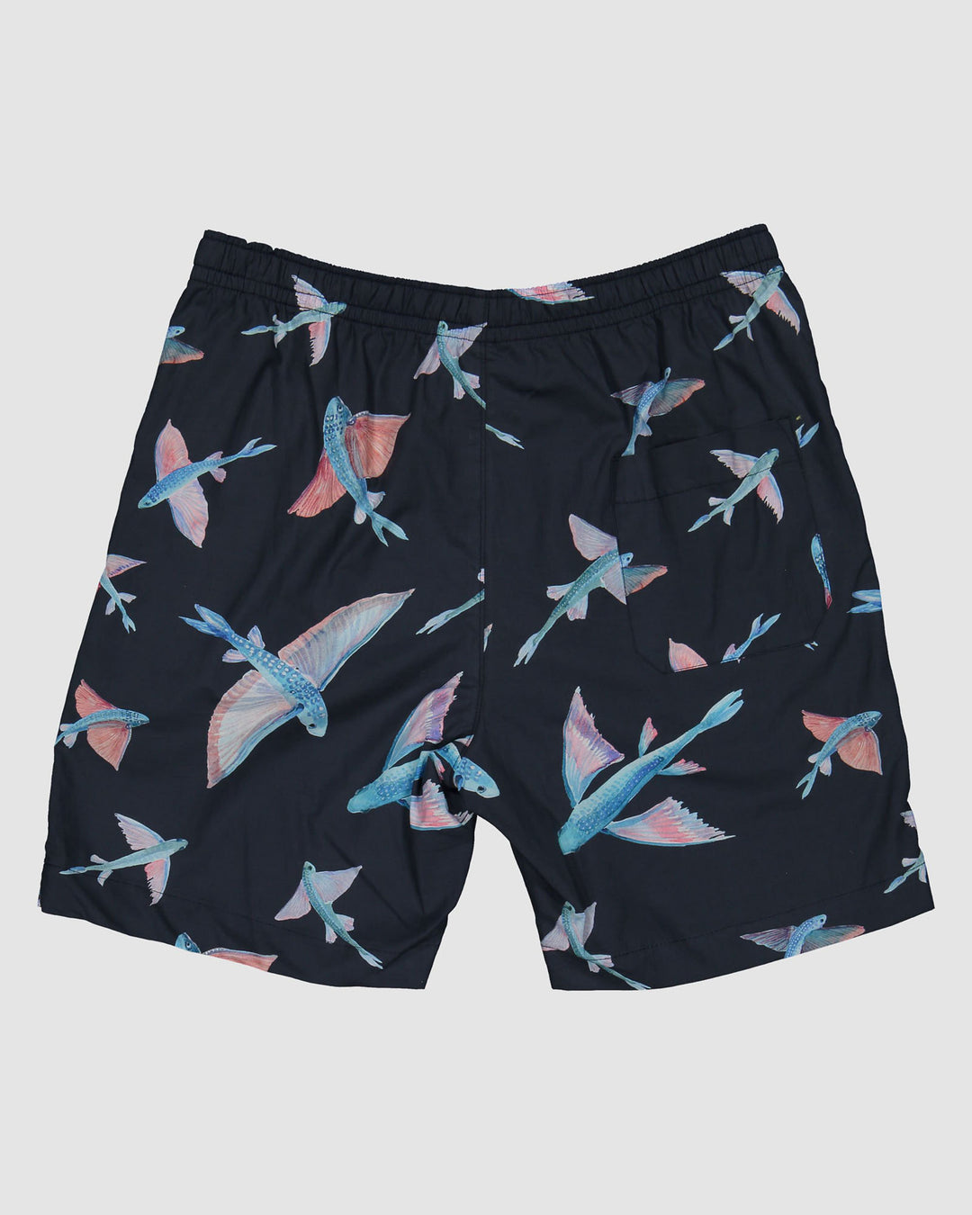 Mens Lounge Shorts Flying Fish Navy Back - Woodstock Laundry