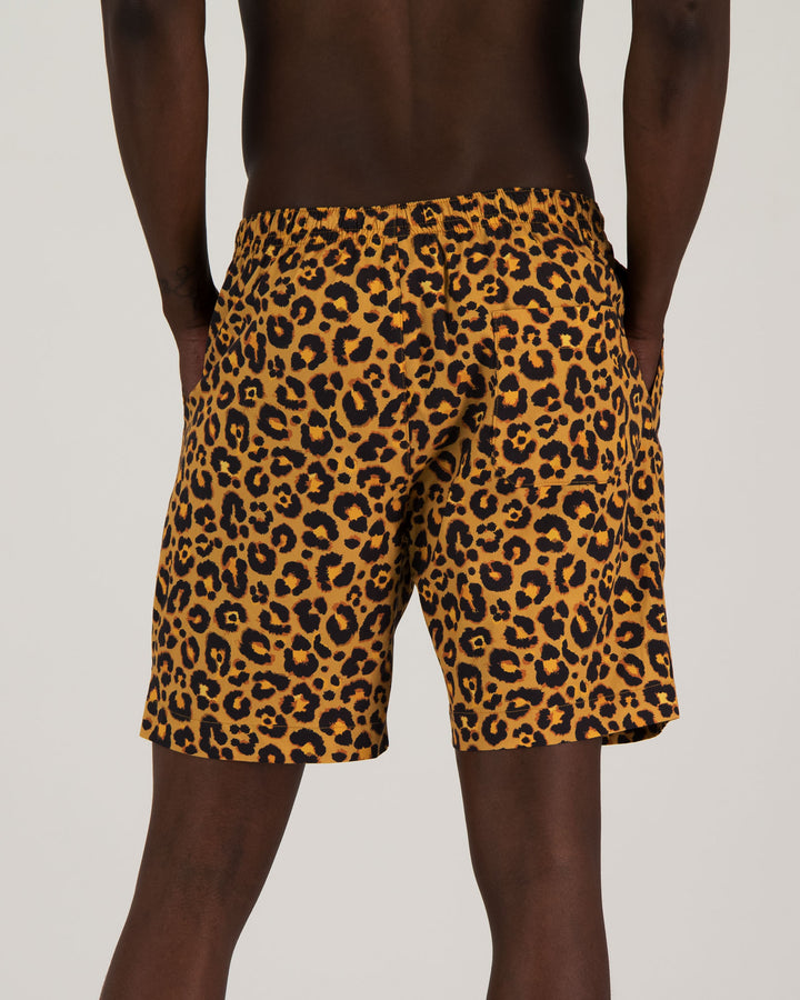 Mens Lounge Shorts - Leopard Skin