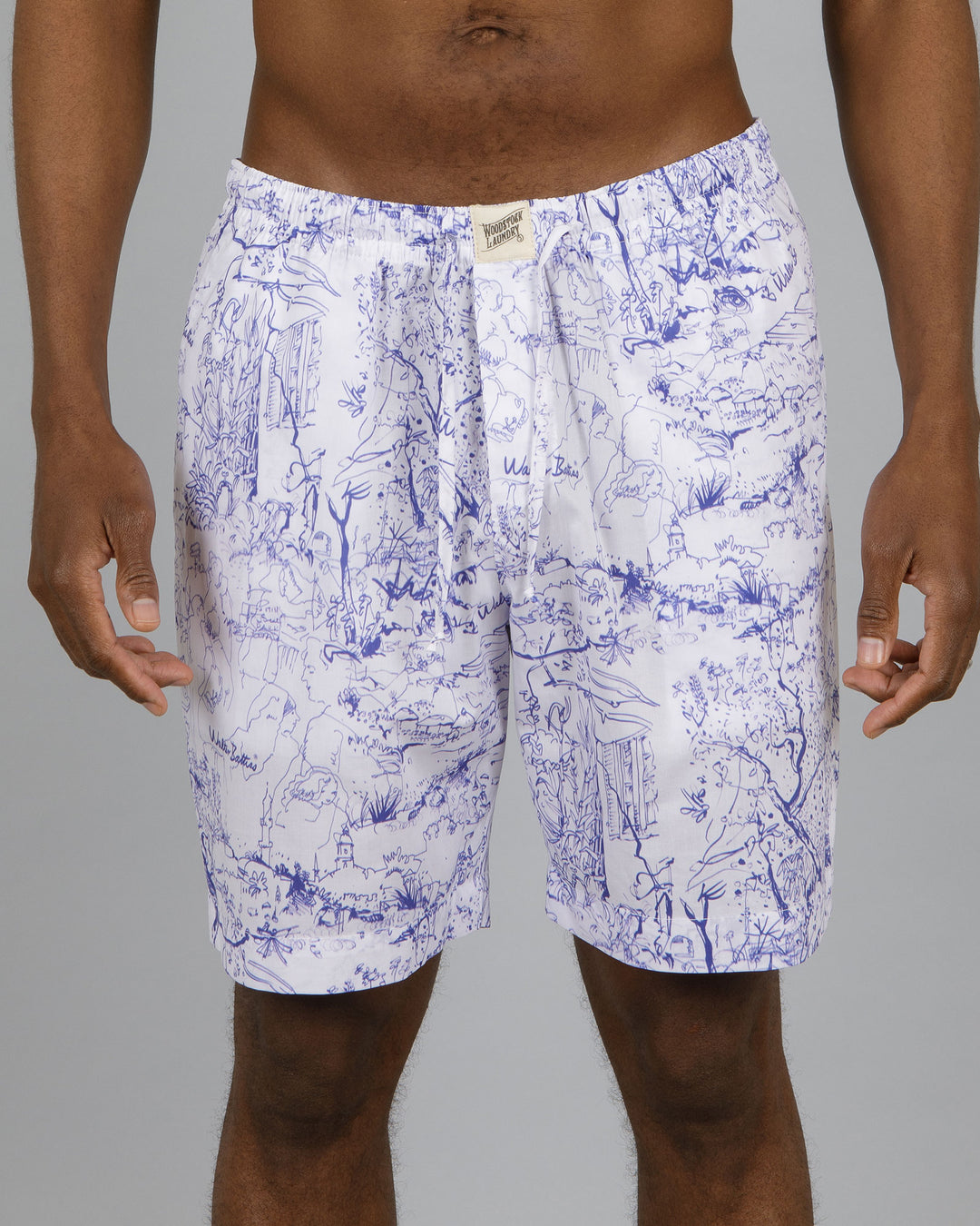 Mens Lounge Shorts Battiss Willow Front - Woodstock Laundry