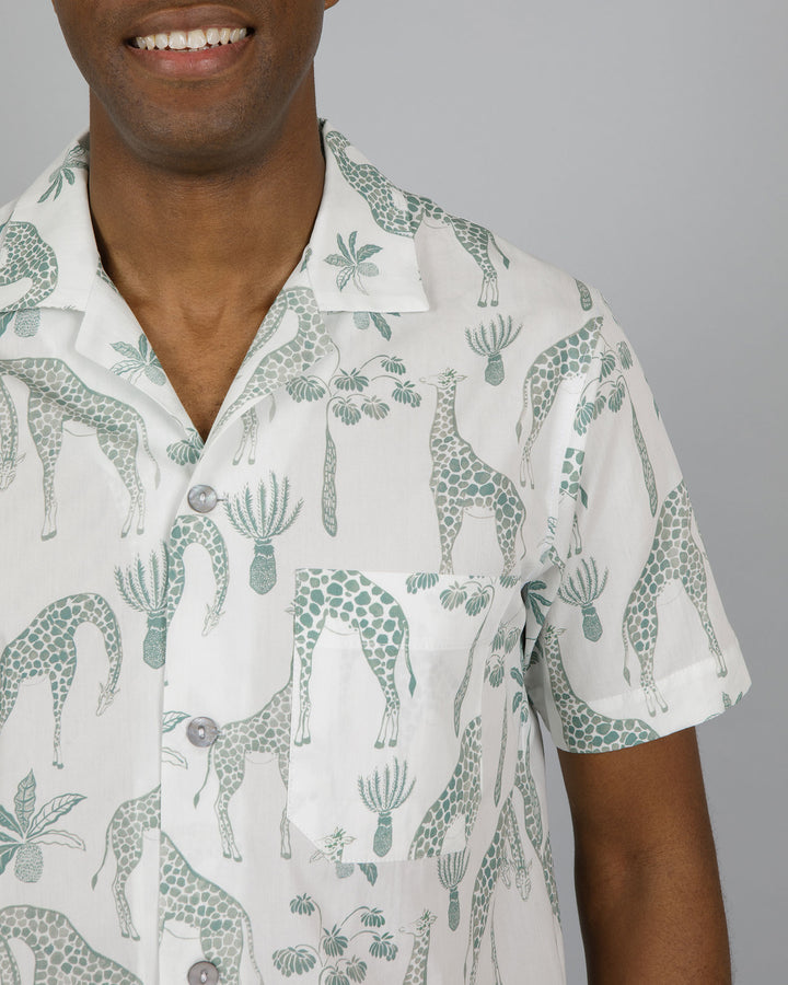 Mens Short Pyjamas Giraffes Green Close - Woodstock Laundry