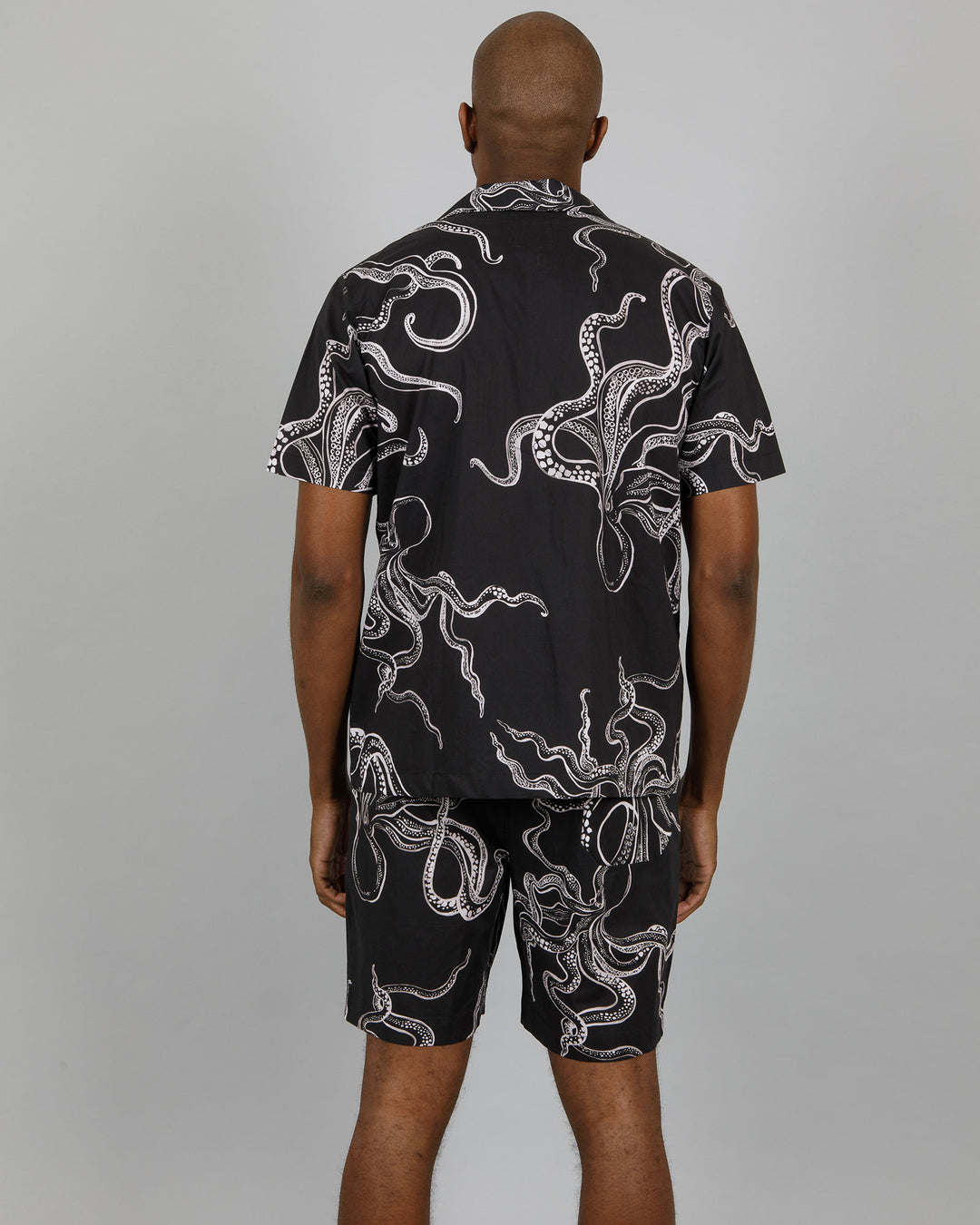 Mens Short Pyjamas Octopus Black Back - Woodstock Laundry