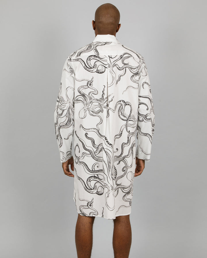 Mens Sleepshirt Octopus White Back - Woodstock Laundry