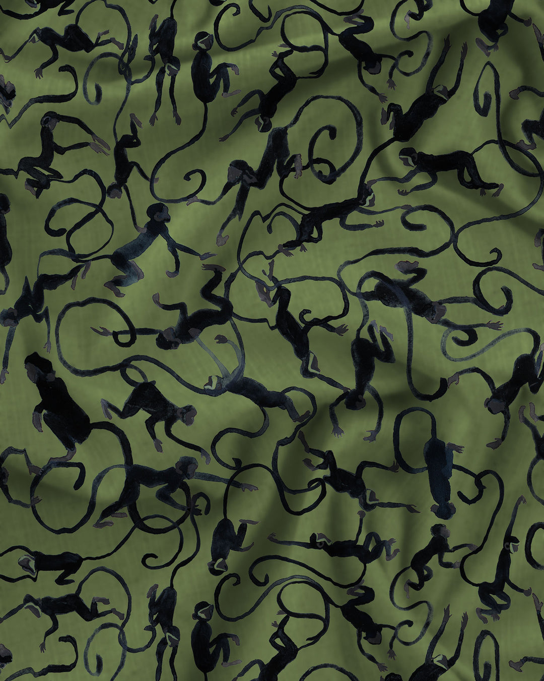 Monkeys Green Pattern Detail - Woodstock Laundry