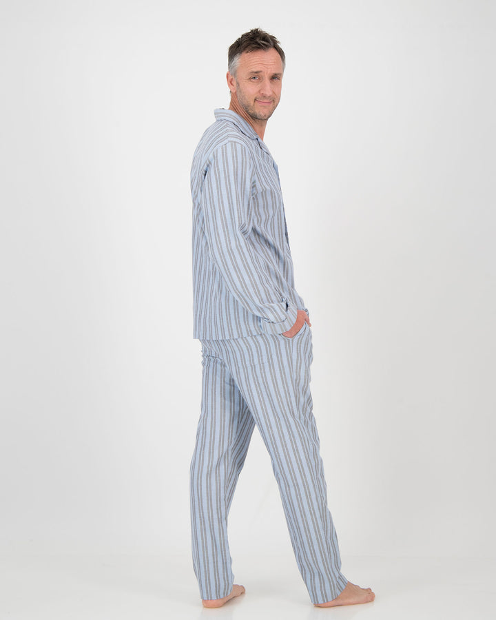 Mens Long Pyjamas Flannel Turquiose