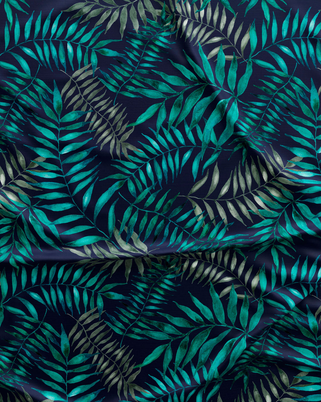 Palm Leaves Navy Pattern Detail - Woodstock Laundry SA