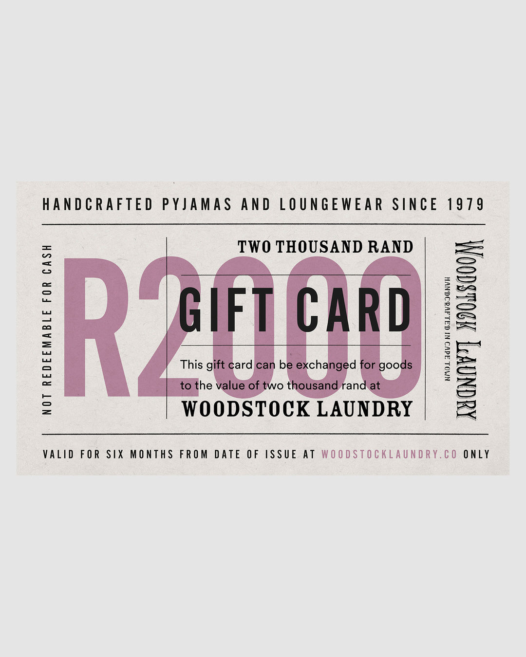 Woodstock Laundry SA Gift Card - R2000