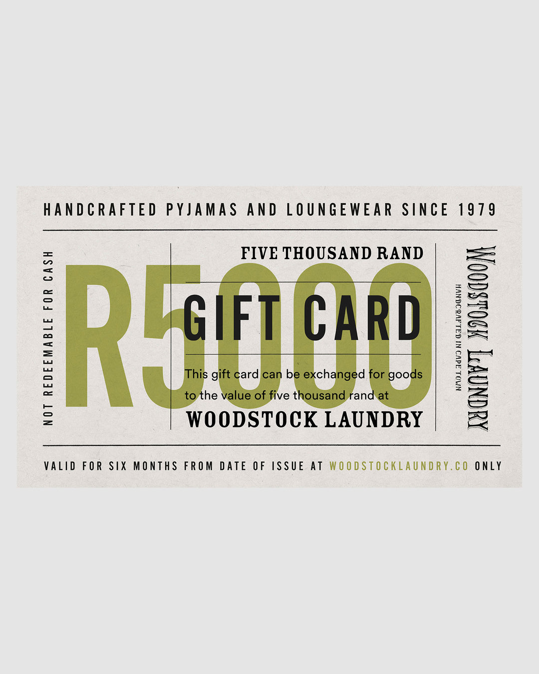 Woodstock Laundry SA Gift Card - R5000