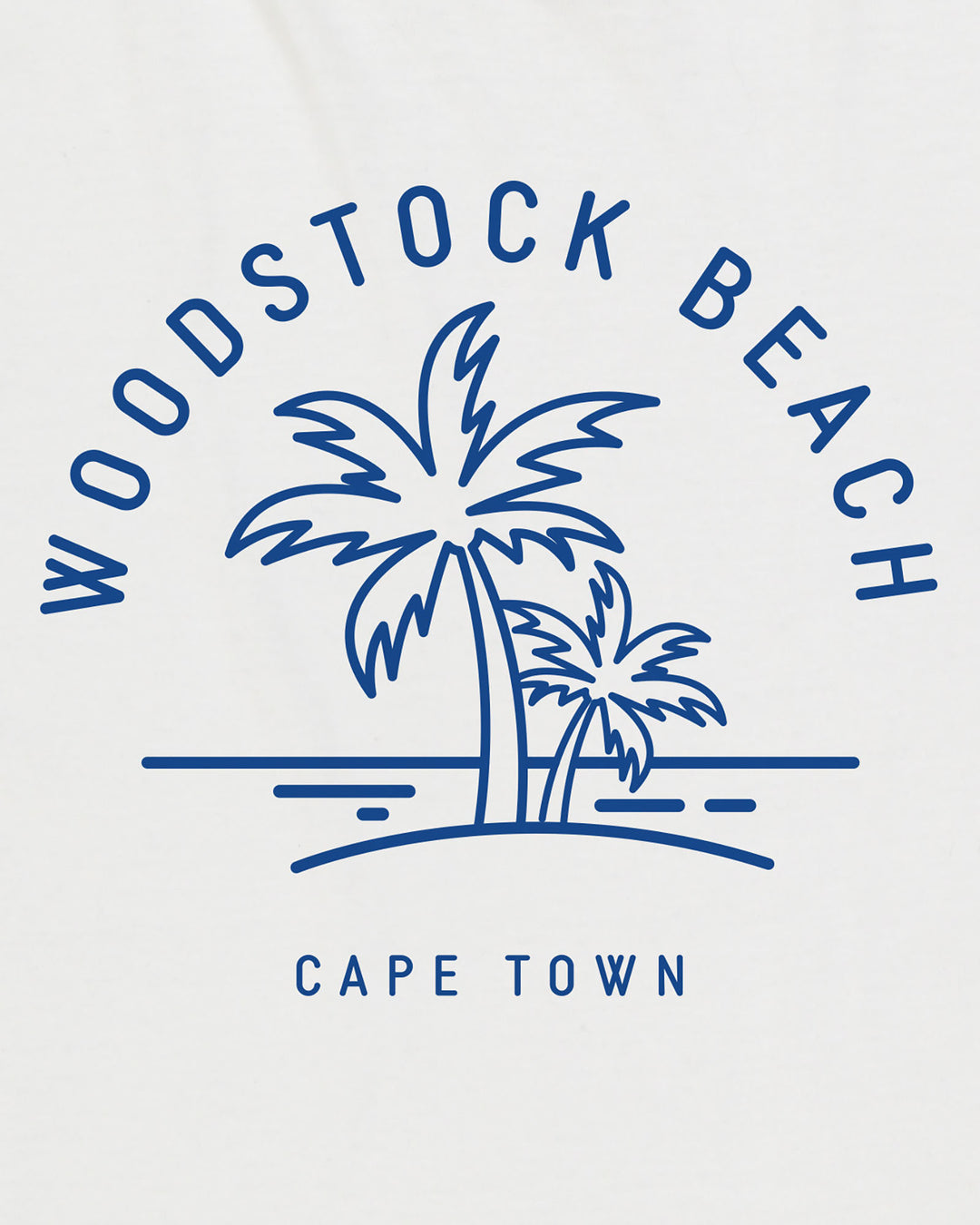 Mens T-Shirt Woodstock Beach White Artwork - Woodstock Laundry SA