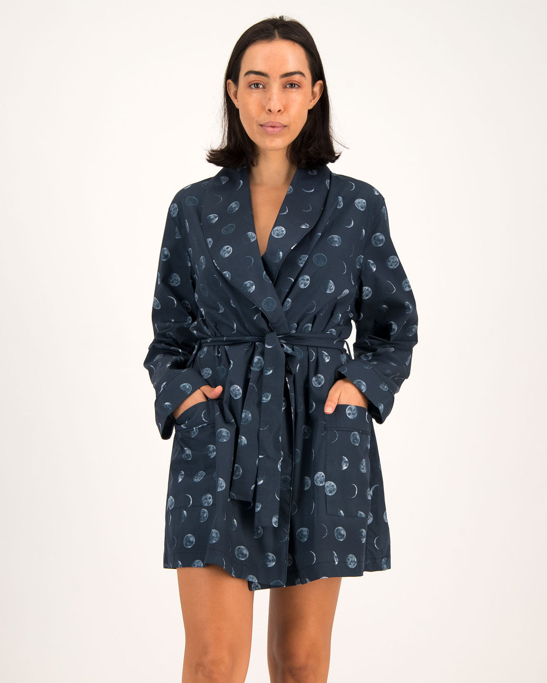 Womens Dressing Gown Moons Front - Woodstock Laundry SA