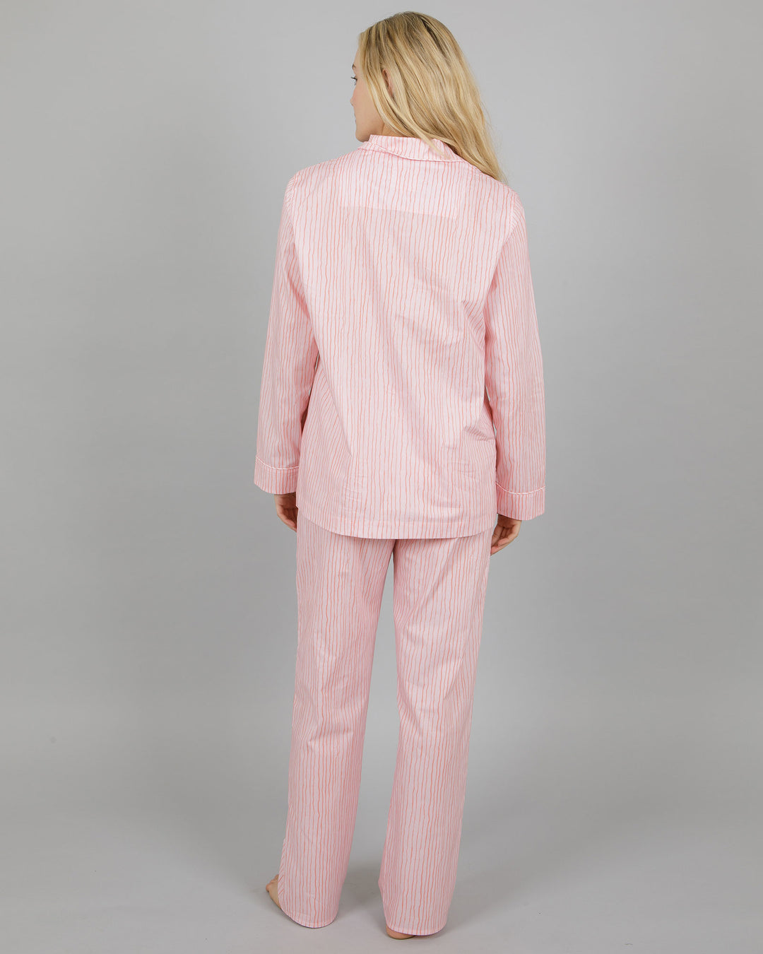 Womens Long Pyjamas Shaky Hand Pink Back - Woodstock Laundry