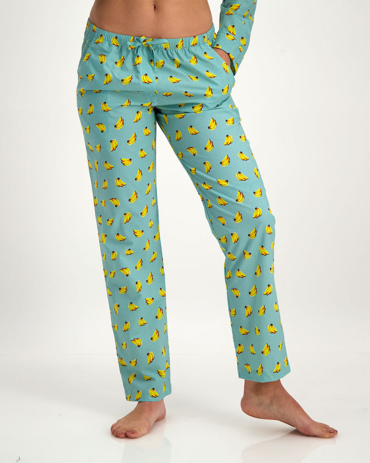 Womens Lounge Pants Bananas Front - Woodstock Laundry SA