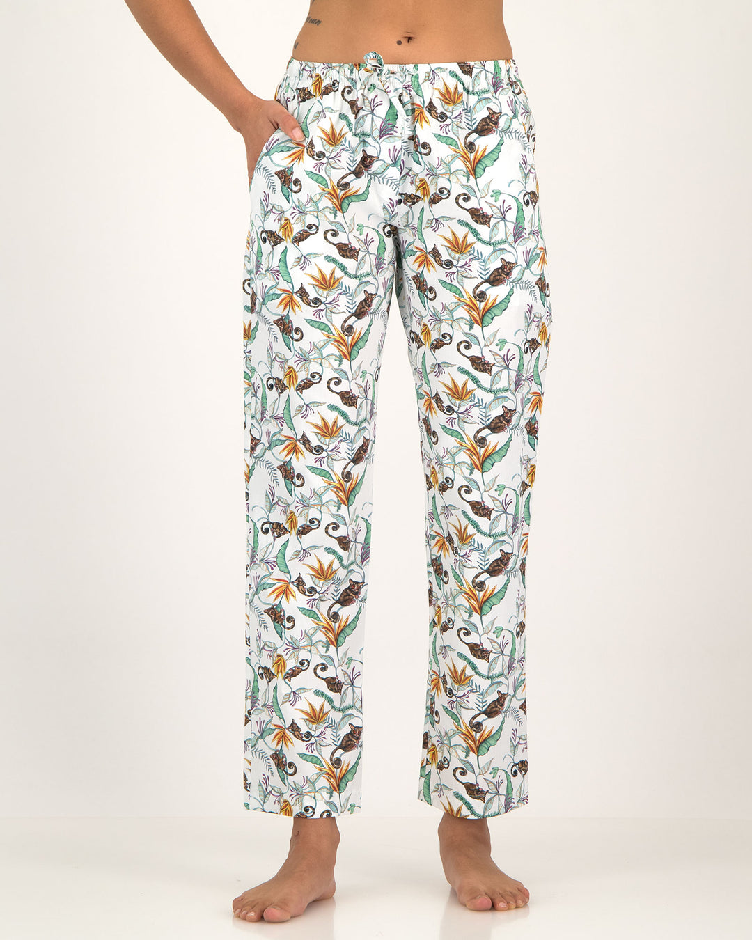 Womens Lounge Pants Nag Apies White Front - Woodstock Laundry SA