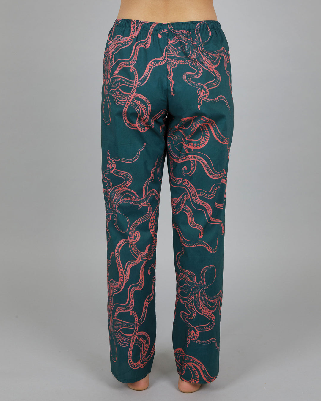 Womens Lounge Pants Octopus Pink Back - Woodstock Laundry