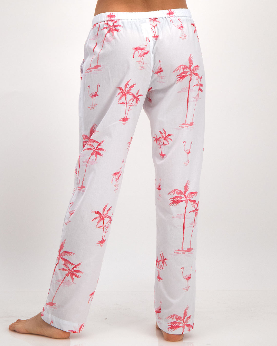 Womens Lounge Pants Pink Palms back - Woodstock Laundry SA