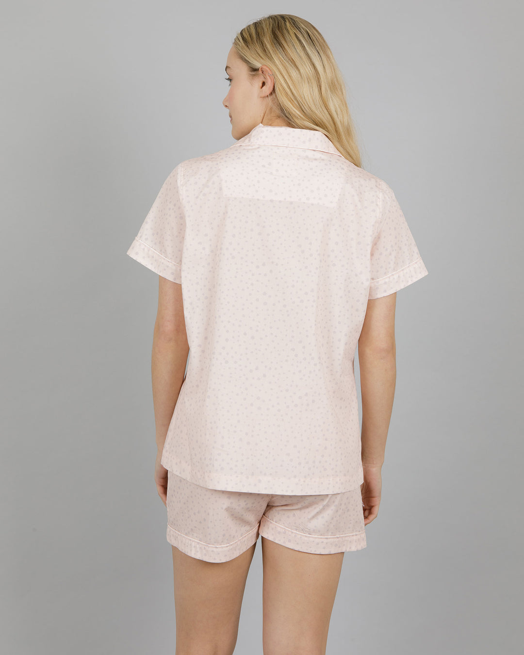 Womens Short Pyjamas Pink Dots Back - Woodstock Laundry