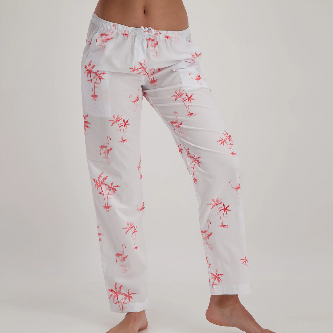 Womens Lounge Pants - Pink Palm